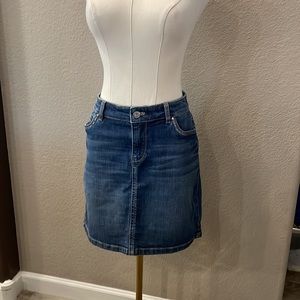 White House Black Market Embroidered Jean Skirt